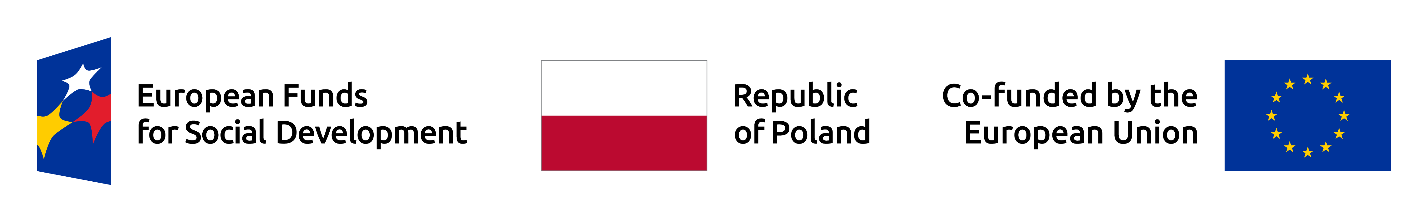 Logotypes of European Funds for Social Development, Republic of Poland, Co-funded by the European Union